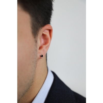 Einzelner Ohrring Herren mit schwarzem Diamant