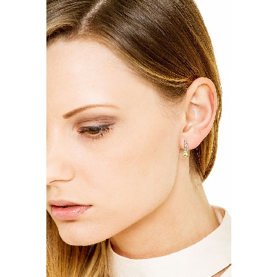 Peridot Ohrringe mit Diamanten Weissgold 