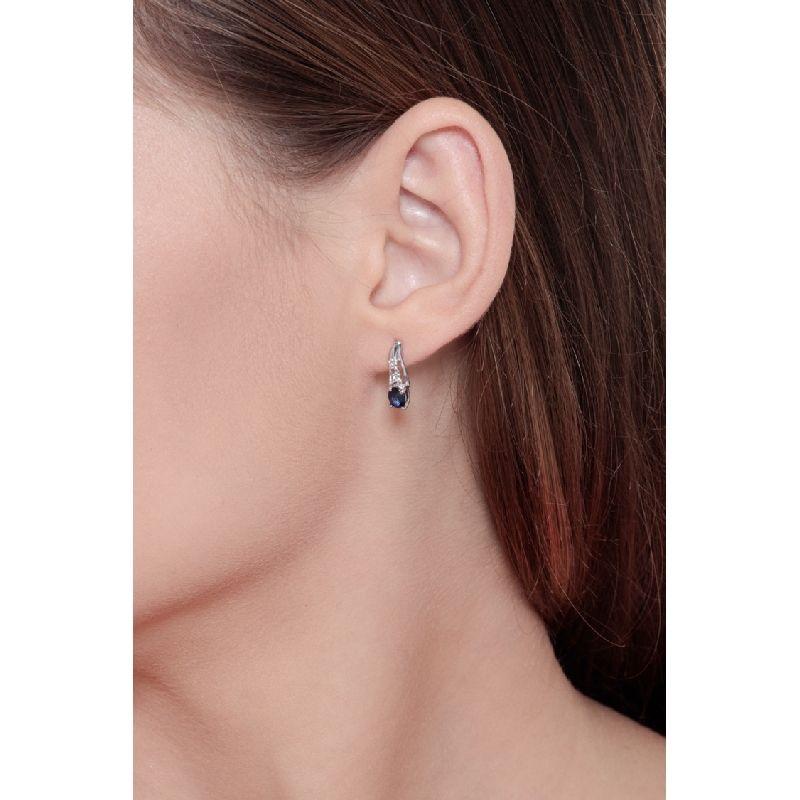Ohrhänger Blauer Saphir und Diamanten Weißgold Ohrhänger Blauer Saphir und Diamanten Weißgold