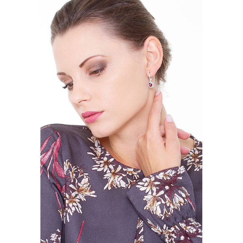 Rubin Ohrringe mit Diamanten Weißgold 