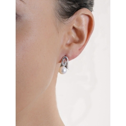 Weißgold Ohrstecker mit Perlen und Diamanten  2