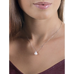 Weißgold Kette mit Perle und Diamanten Damen  2
