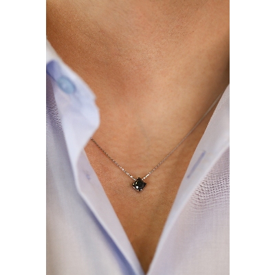 Schwarzer Diamant Kette Herren 750er Weißgold