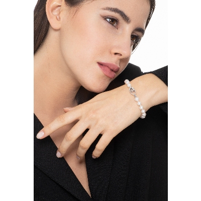 Perlenarmband aus Weißgold 18K