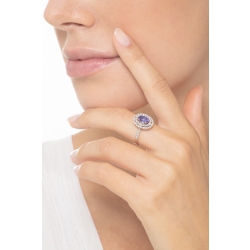 Weißgold Ring mit Diamanten und ovalem Tansanit 2