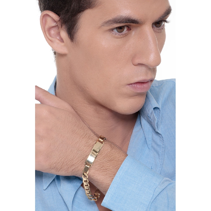 Herrenarmband Gelbgold 18K mit Gravurplatte, 23 cm Herrenarmband Gelbgold 18K mit Gravurplatte, 23 cm