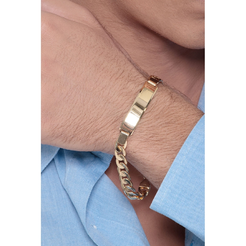 Herrenarmband Gelbgold 18K mit Gravurplatte, 23 cm Herrenarmband Gelbgold 18K mit Gravurplatte, 23 cm
