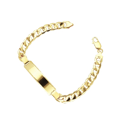 Herrenarmband Gelbgold 18K mit Gravurplatte, 23 cm
