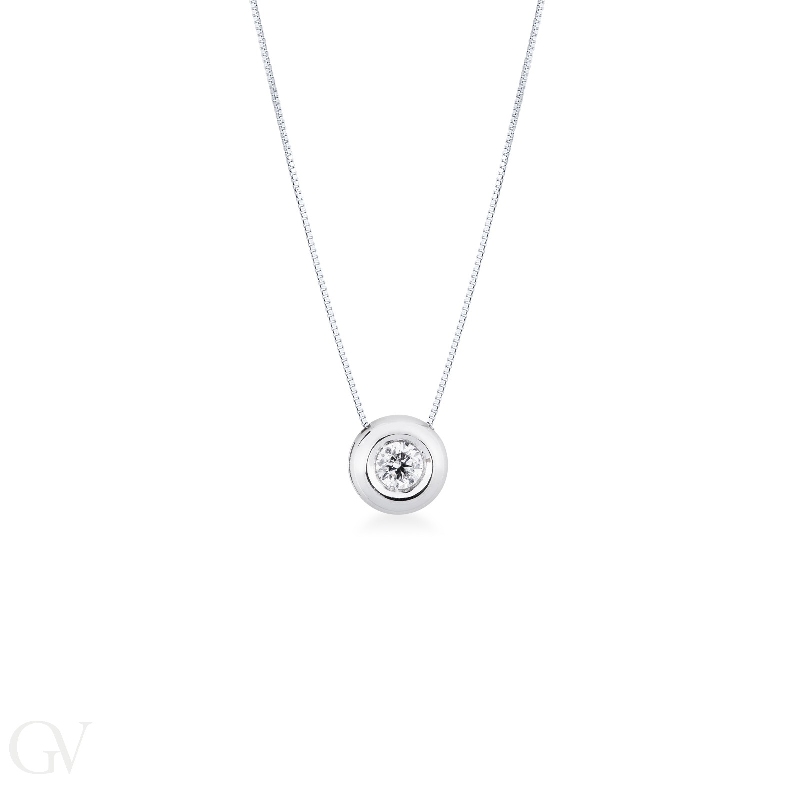 Diamant-Anhänger Zargenfassung Weißgold