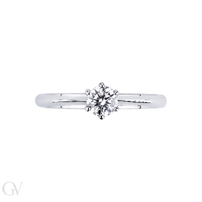 Solitär-Fassung Weißgold mit sechs Krappen