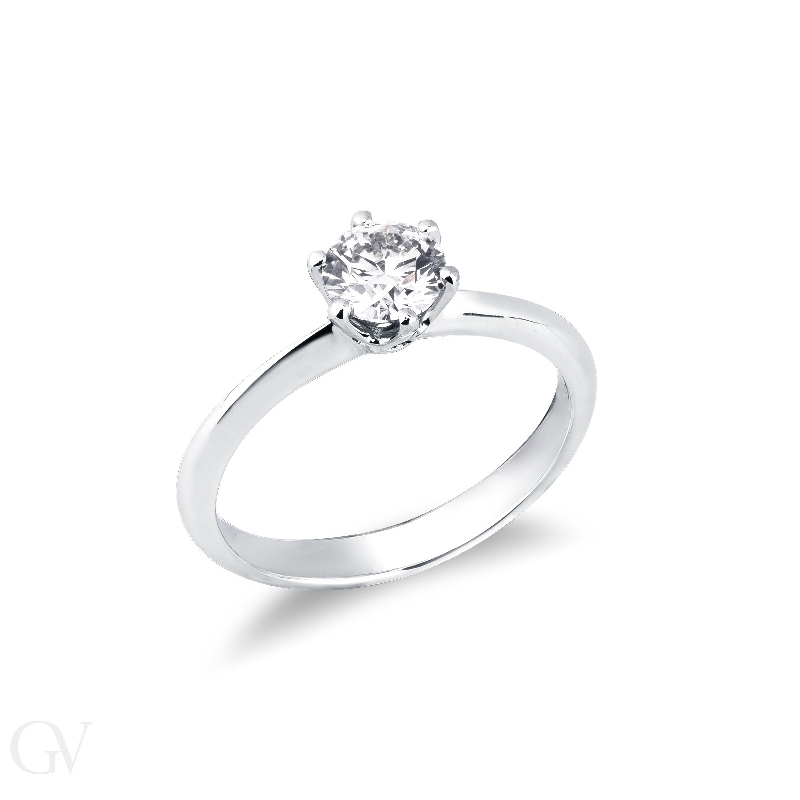 Solitär-Fassung mit sechs Krappen Weißgold