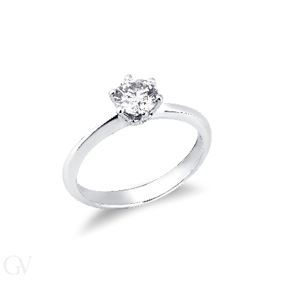 Solitär-Fassung mit sechs Krappen Weißgold