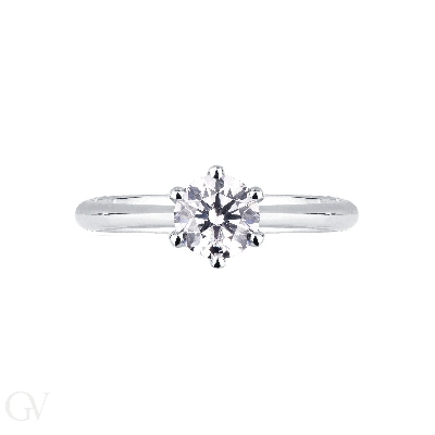 Solitär-Fassung mit sechs Krappen Weißgold