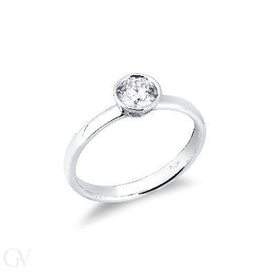 Solitärring Zargenfassung Weißgold 18K