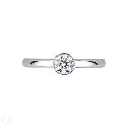 Solitärring Zargenfassung Weißgold 18K