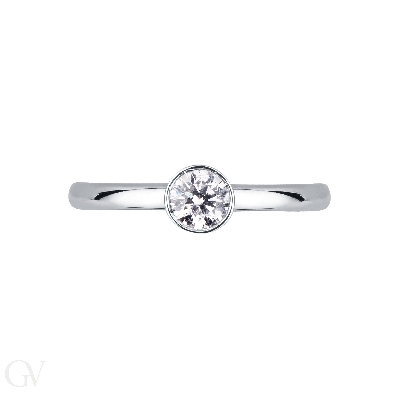Solitärring Zargenfassung Weißgold 18K
