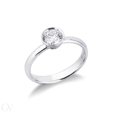 Weißgold Solitärring Zargenfassung 