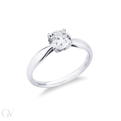 Verlobungsring lineare Fassung 4 Krappen Weißgold 2