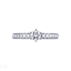 6er Krappenfassung mit Pavé-Besatz Weißgold