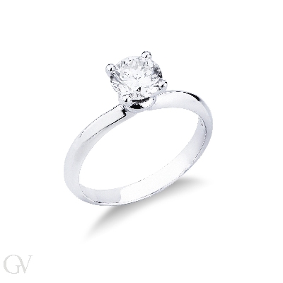 Weißgold Solitär-Fassung 4 Krappen