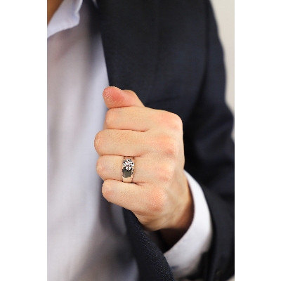 Solitär Ring Weißgold Herren 