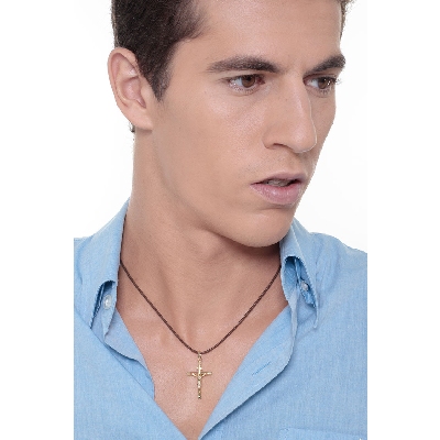 Kreuz Anhänger 750er Gelbgold mit Christus