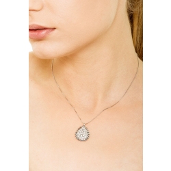 Weißgoldkette mit tropfenförmigen Diamant-Anhänger 2