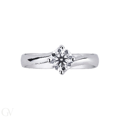 4 Krappenfassung Verlobungsring Weißgold Valentino Rautenform