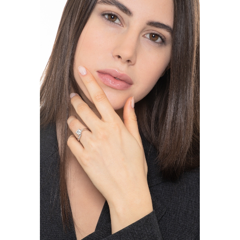 Weißgold 18K 0,90 Diamant Verlobungsring 