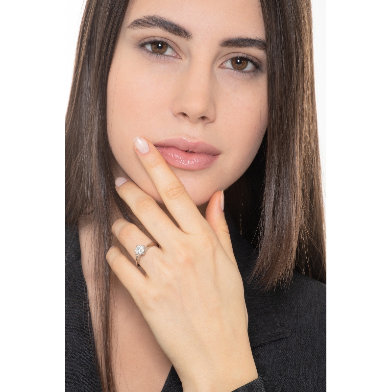 Verlobungsring Weißgold 18K 0,90 Karat Diamanten