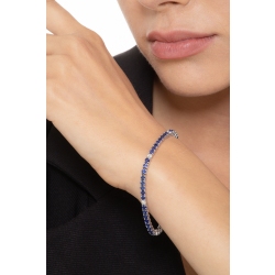 Weißgold 750 Tennisarmband mit blauen Saphiren und Diamanten  2