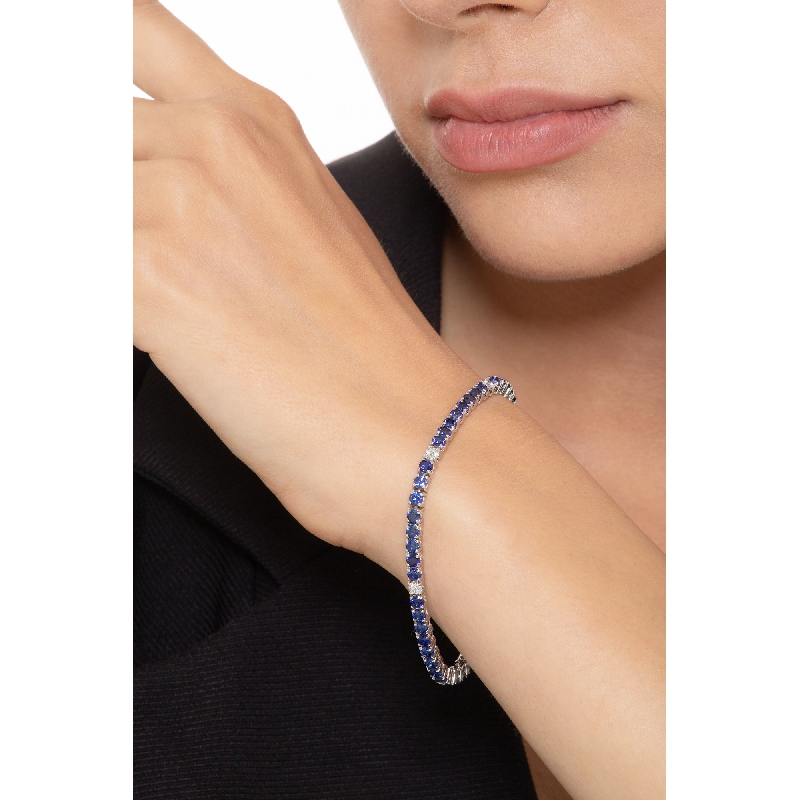 Tennis Armband aus Gold mit farbigen Saphiren