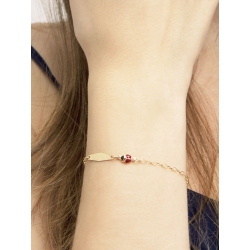 Armband aus 18 Karat Gelbgold mit Marienkäfern und Gravurplatte 2