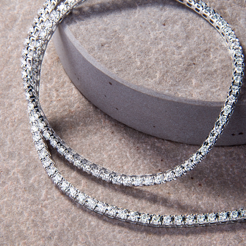 Weißgold Kette Tennis mit Brillanten