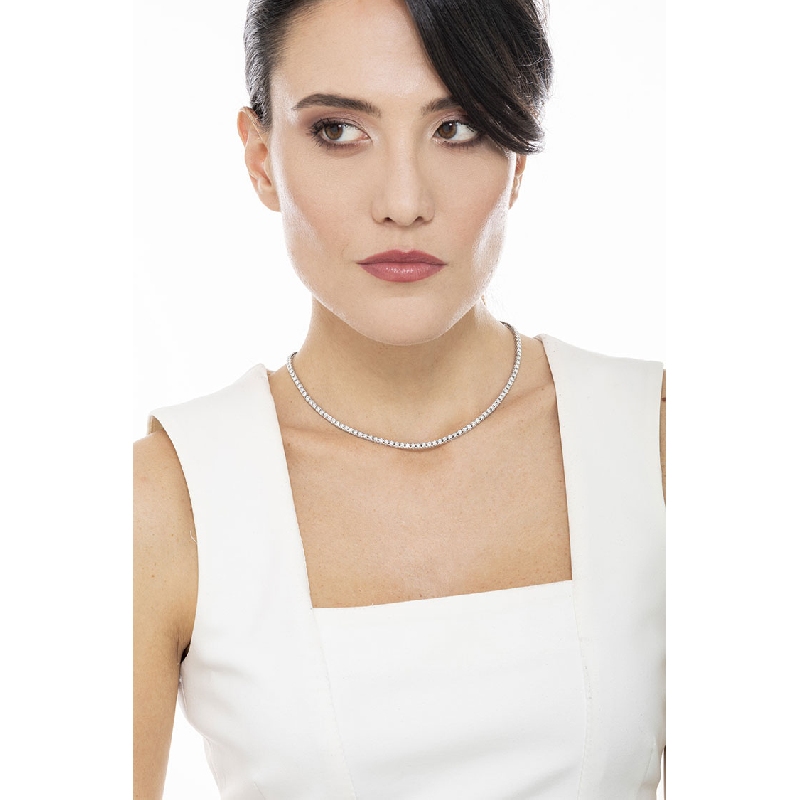 Weißgold Kette Tennis mit Brillanten