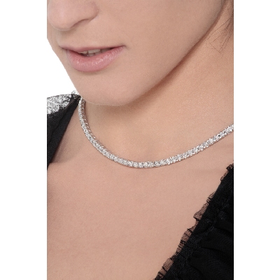 Tennis-Halskette aus Weißgold 750 mit Diamanten