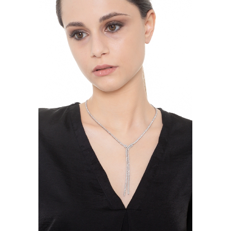 Y Kette Weißgold mit Diamanten