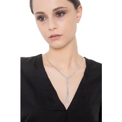 Y Kette Weißgold mit Diamanten