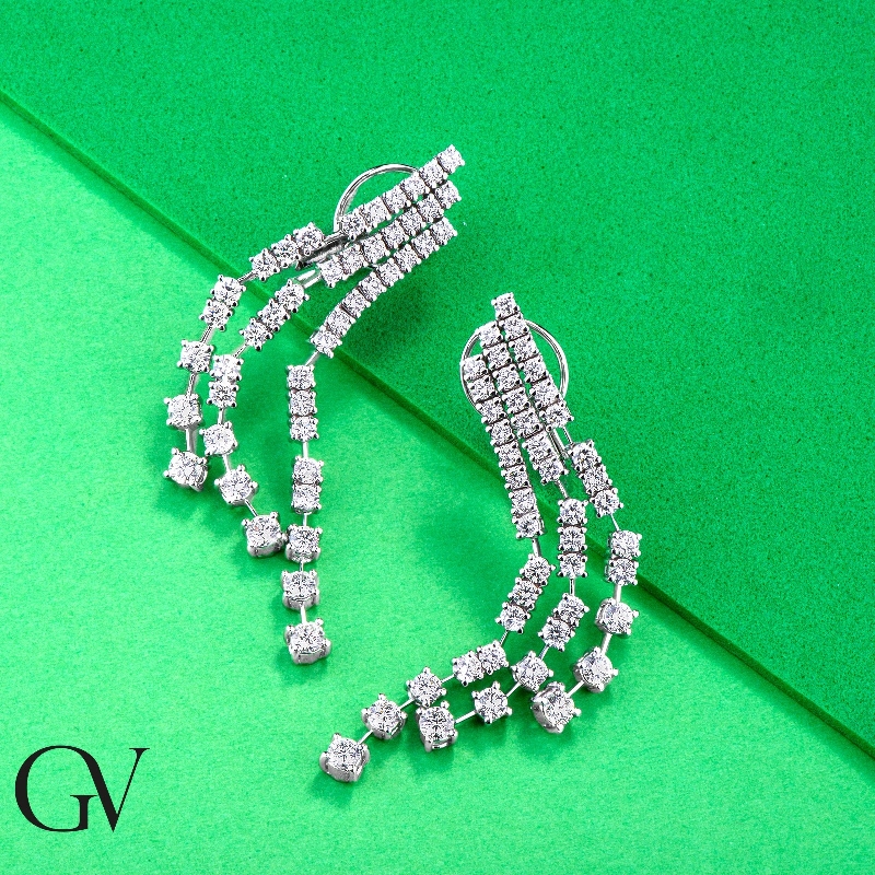 Ohrhänger Weißgold Tennis mit Diamanten  Ohrhänger Weißgold Tennis mit Diamanten