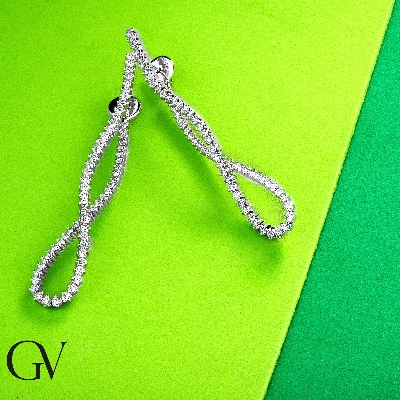 Ausgefallene Ohrhänger aus Weißgold 18K mit Diamanten