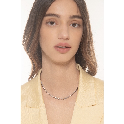 Weißgold 18k Tennis- Halskette mit Diamanten  