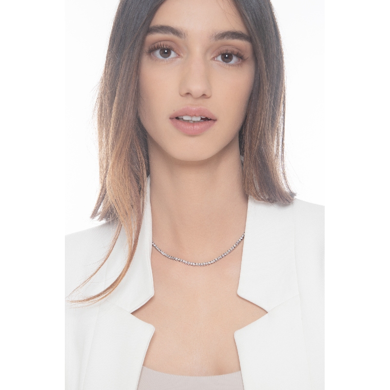 Rivière Halskette Weißgold 750 mit Diamanten 