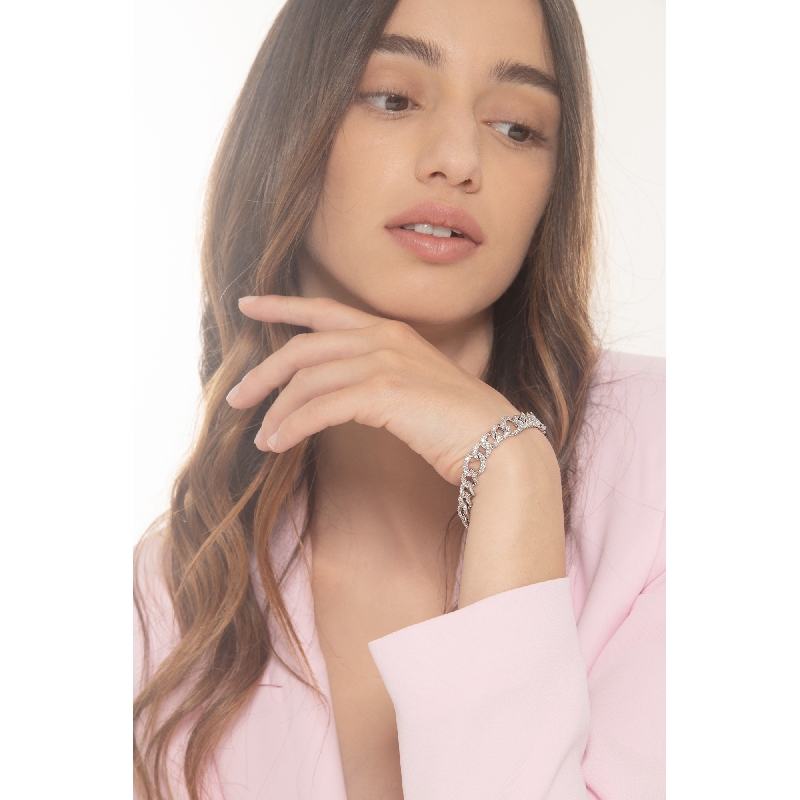 Kettenarmband mit Diamanten aus 750er Weißgold