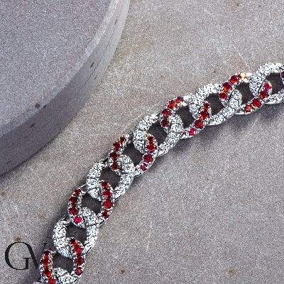 Iced Out Kette Weissgold Rubine Diamanten