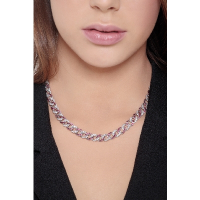 Iced Out Kette Weissgold Rubine Diamanten