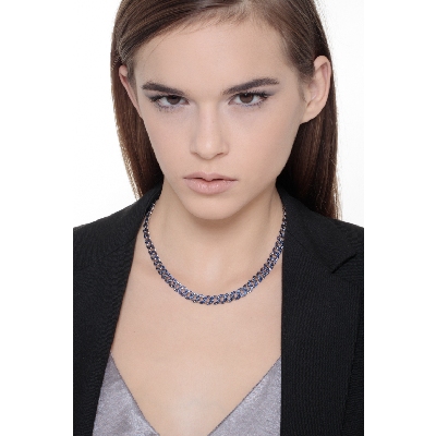 Iced Out Panzerkette Weißgold 18Karat mit Saphiren