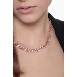 Iced Out Kette aus Roségold 18k mit rosa Saphiren  2