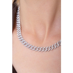 750er Weißgold Halskette Cuban Link mit Diamanten 2