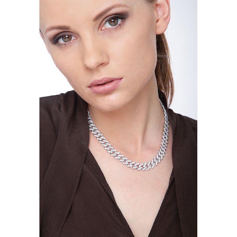 Iced Out Halskette Cuban Link Weißgold 18K Diamanten