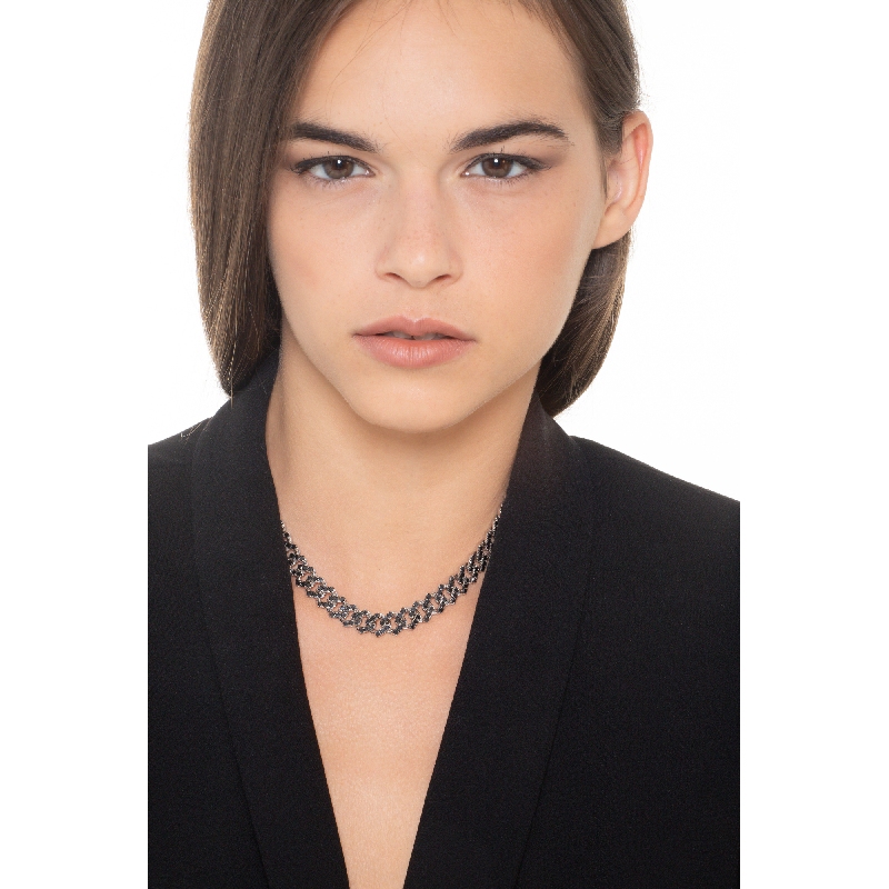 Cuban Link Kette Weißgold 750 mit schwarzen Diamanten  Cuban Link Kette Weißgold 750 mit schwarzen Diamanten